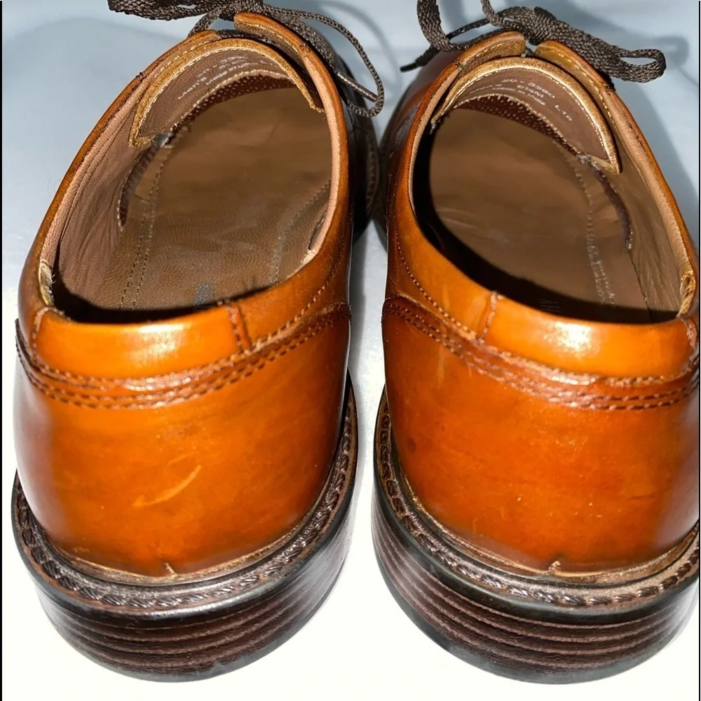 Johnston & Murphy Size 8 1/2 Mens Brown Leather Plain Toe Lace up Oxford